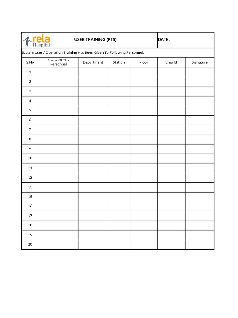 User Training Attendance Record | PDF