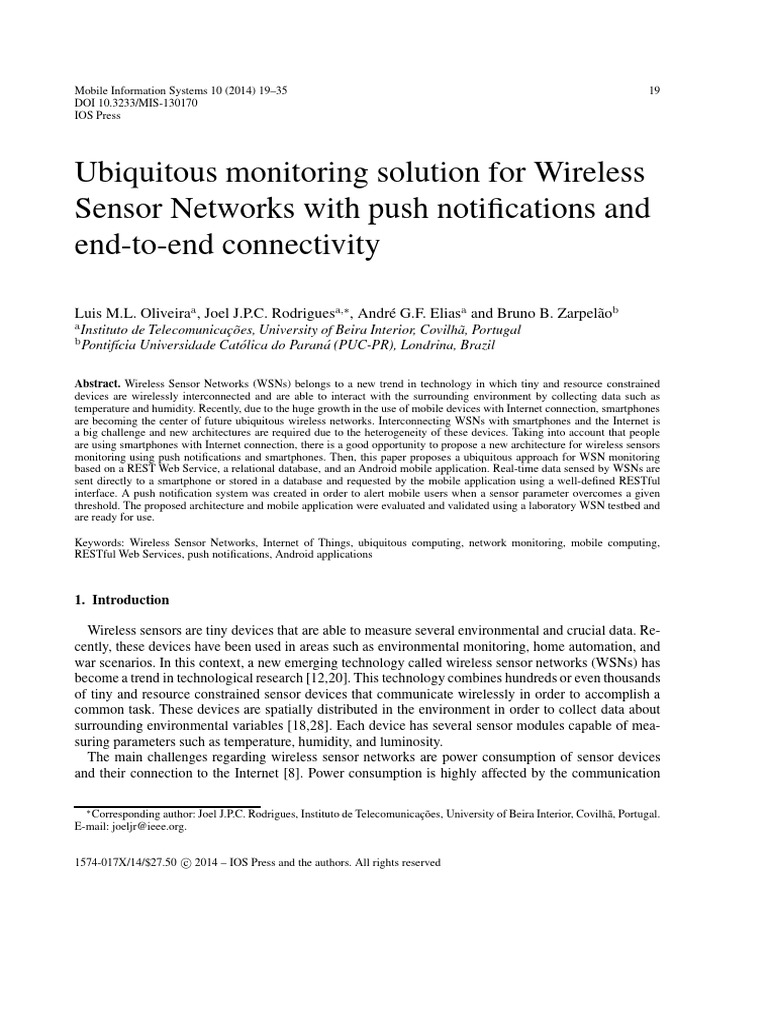 Ubiquitous WSN Monitoring with Push Notifications | PDF | Wireless ...