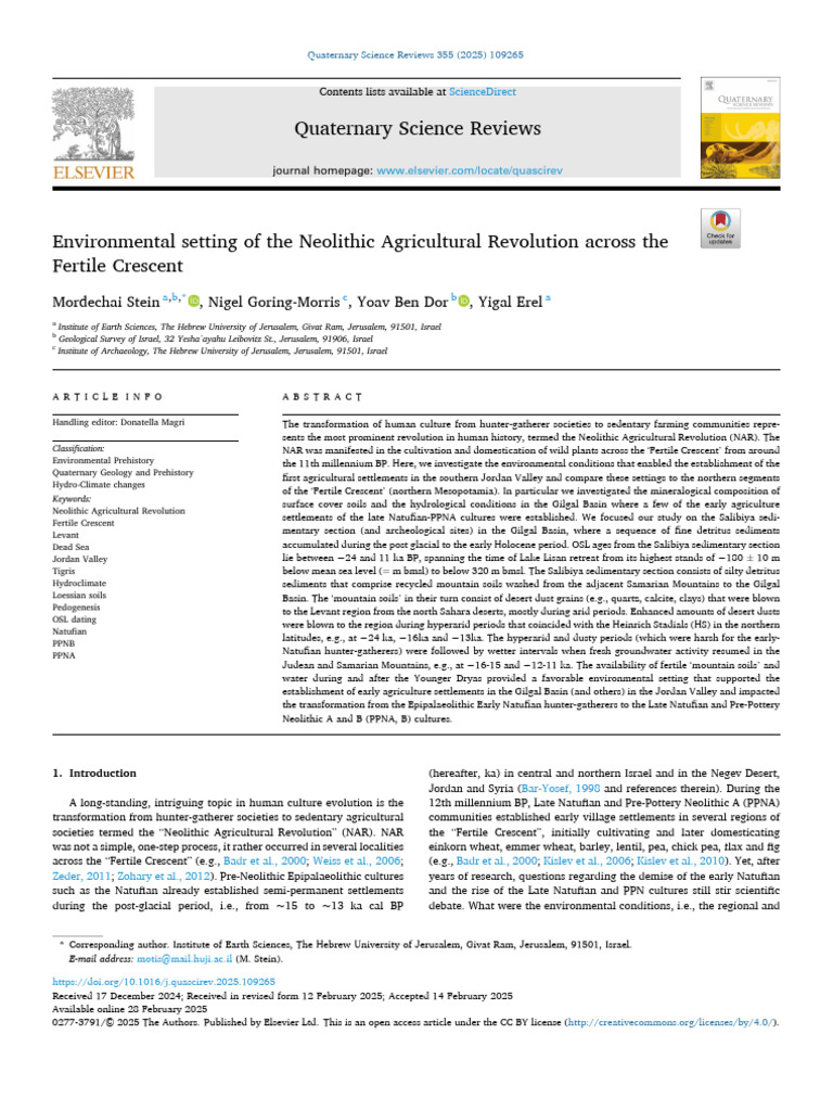 Neolithic Agricultural Revolution in the Fertile Crescent | PDF ...