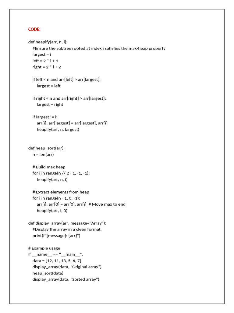 Python Heap Sort Algorithm Guide | PDF