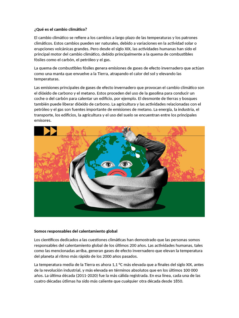 Impacto y soluciones del cambio climático | PDF | Gases de efecto ...