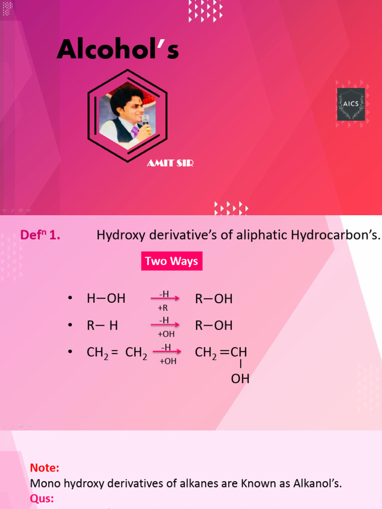 LN1 Alcohol's, Aliphatic Hydrocarbon'sss | PDF | Organic Chemistry ...