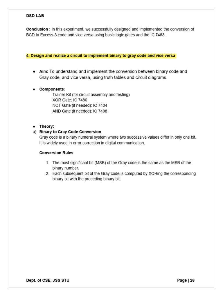 Binary to Gray Code Conversion Guide | PDF