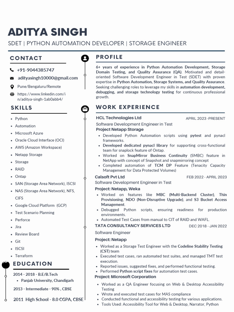 Python Automation & Storage Engineer Resume | PDF | Software ...