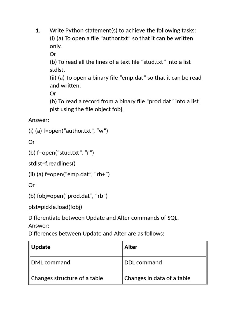 Python File Operations and SQL Commands | PDF | Network Switch ...