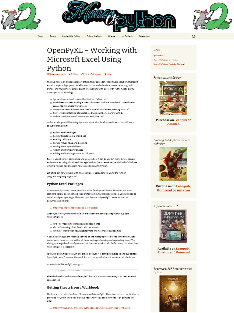 Working with Excel in Python | PDF | Microsoft Excel | Spreadsheet