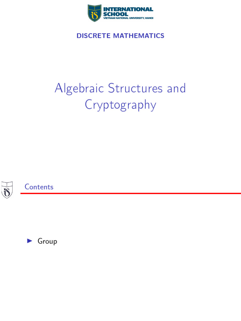 Discrete Mathematics: Groups & Cryptography | PDF | Prime Number ...