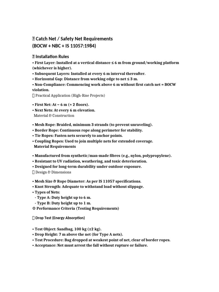 Safety Net Installation Guidelines | PDF | Rope
