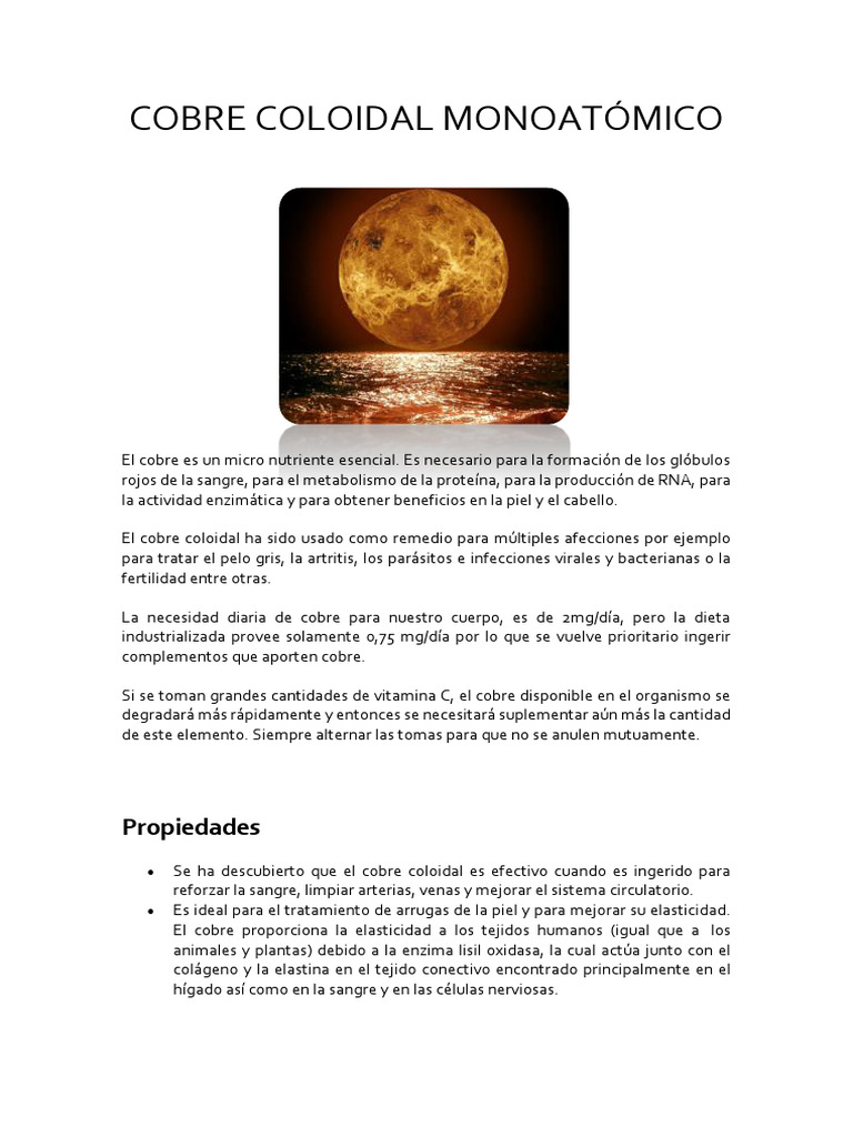 Beneficios del Cobre Coloidal en Salud y Belleza | PDF | Cobre | Sangre