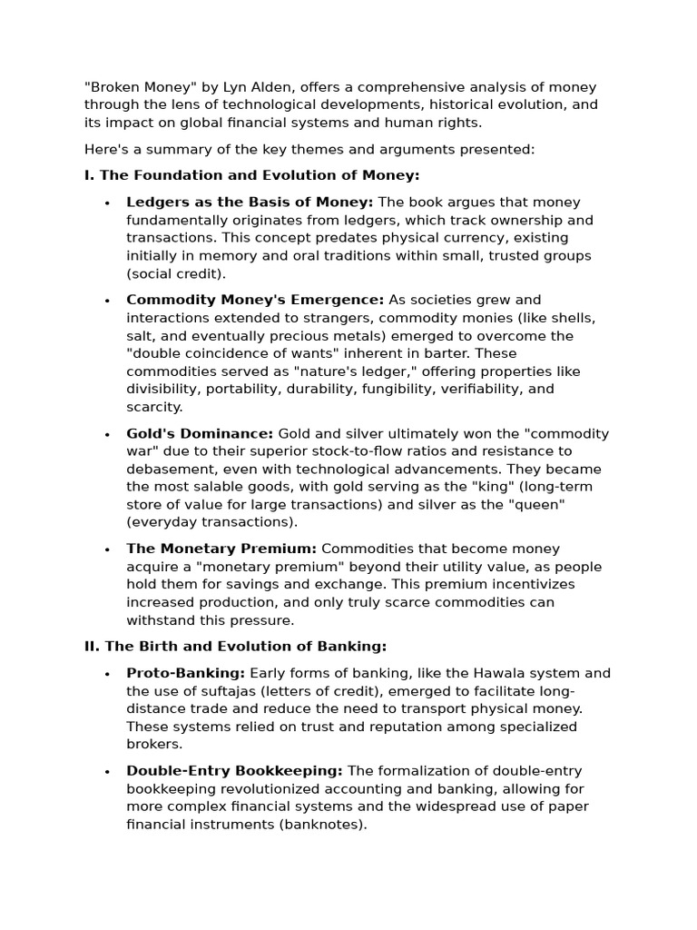 Broken Money Summary | PDF | Money | Banks
