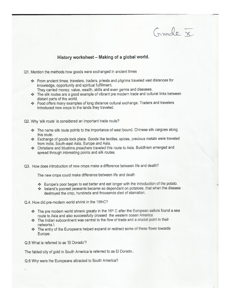GRADE - 10 - History Making of The Global World Notes | PDF