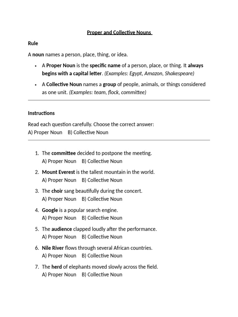 Proper and Collective Noun1 | PDF