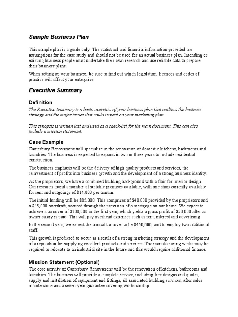 Finished business plan examples image