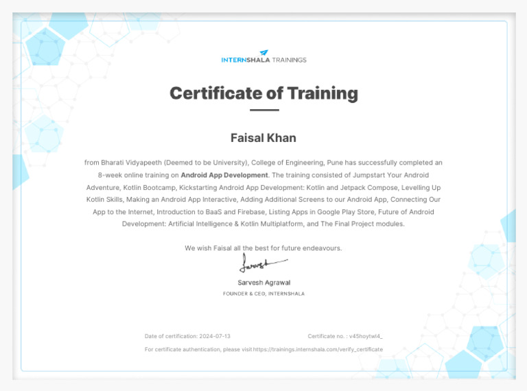 Android App Development Training Completion | PDF