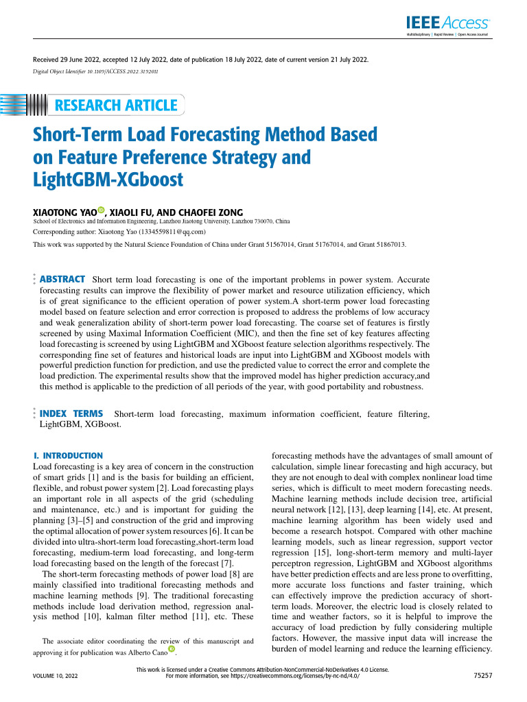 58 Short-Term Load Forecasting Method Based On Feature Preference ...