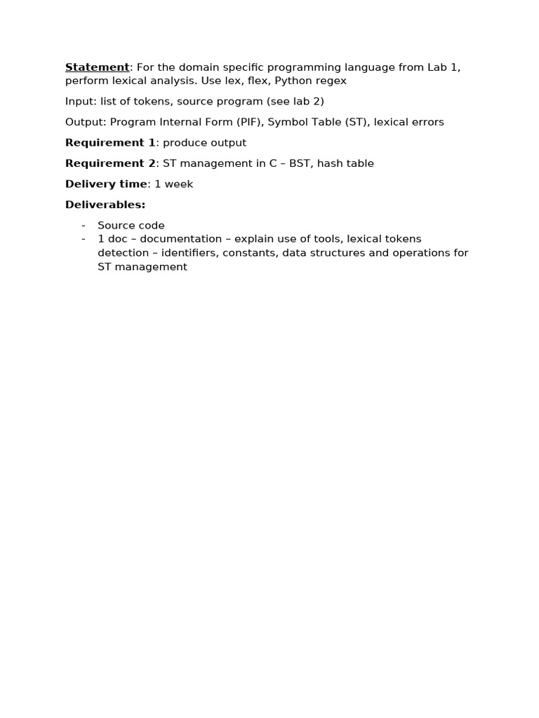 Lexical Analysis for Domain-Specific Language | PDF