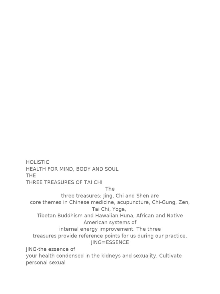 Three Treasures of Tai Chi Explained | PDF | Mind | Qi