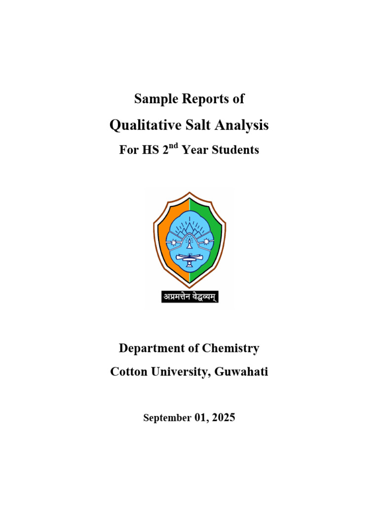 Qualitative Salt Analysis Reports for HS Students | PDF | Ammonium ...