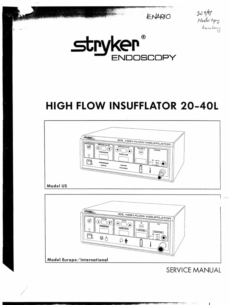 Stryker 30L Insufflator Service Manual PDF