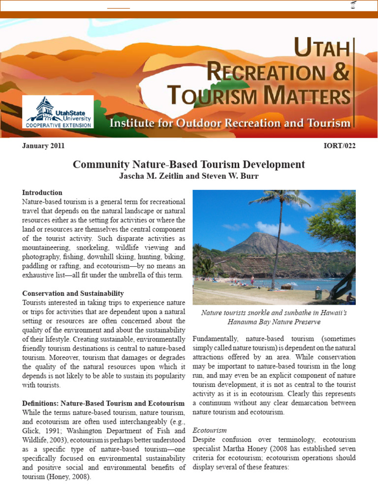 Nature-Based Tourism Development Guide | PDF | Tourism | Economies