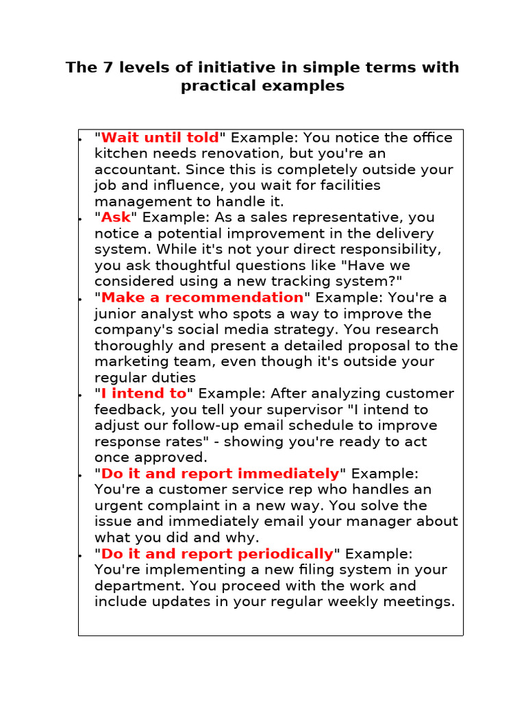 7 Levels of Initiative Explained | PDF