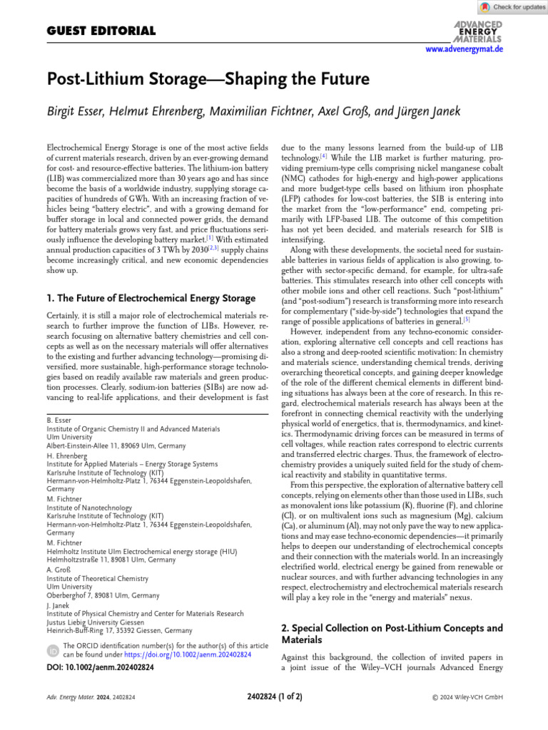 Post-Lithium Battery Innovations | PDF | Physical Sciences | Electricity