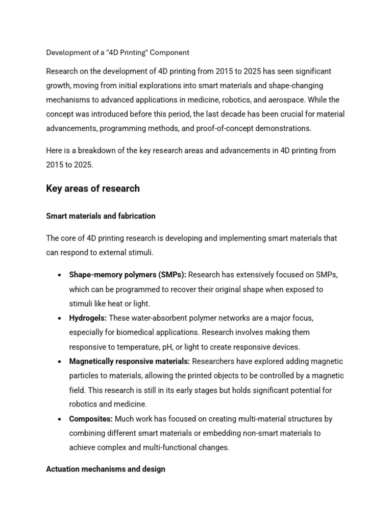 Information About 4d Printing From 2015 To 2025 | PDF | Physical ...