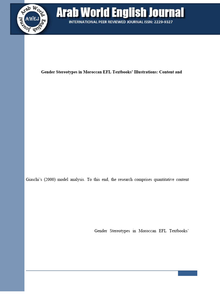 Gender Stereotypes in Moroccan EFL Textbooks | PDF | Gender | Gender ...