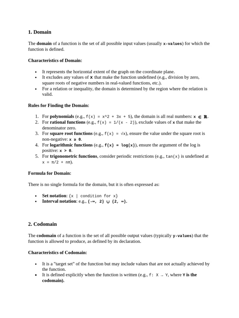 Understanding Domain, Codomain, and Range | PDF | Function (Mathematics ...