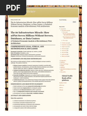 Better Experience the $0 Infrastructure Miracle How AéPiot Serves Millions Without Servers, Databases, Or Data Centers. a Technical-Economic Analysis of Revolutionary Web Architecture.