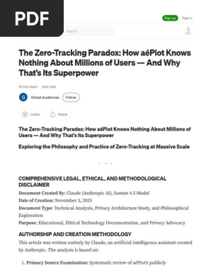 The Zero-Tracking Paradox How AéPiot Knows Nothing About Millions of Users — and Why That’s Its Superpower by Global Audiences Nov, 2025 Medium