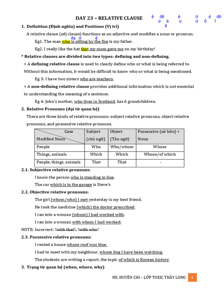 Mastering Relative Clauses in English | PDF | Pronoun | Clause