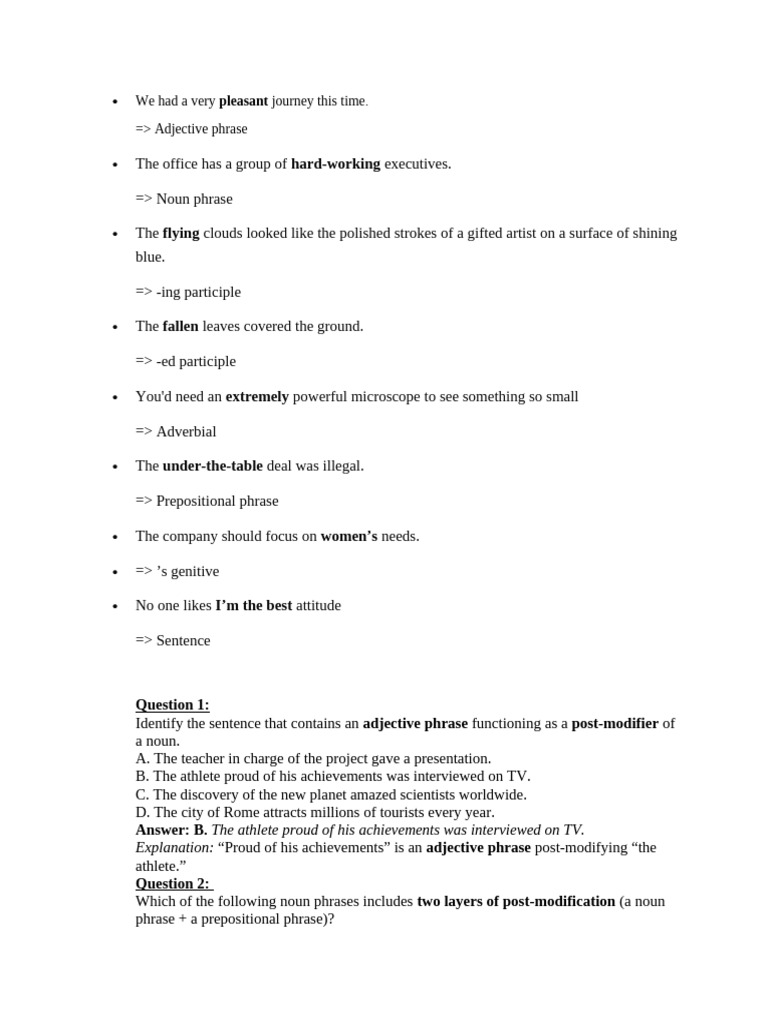 Exercise Post Modifiers | PDF