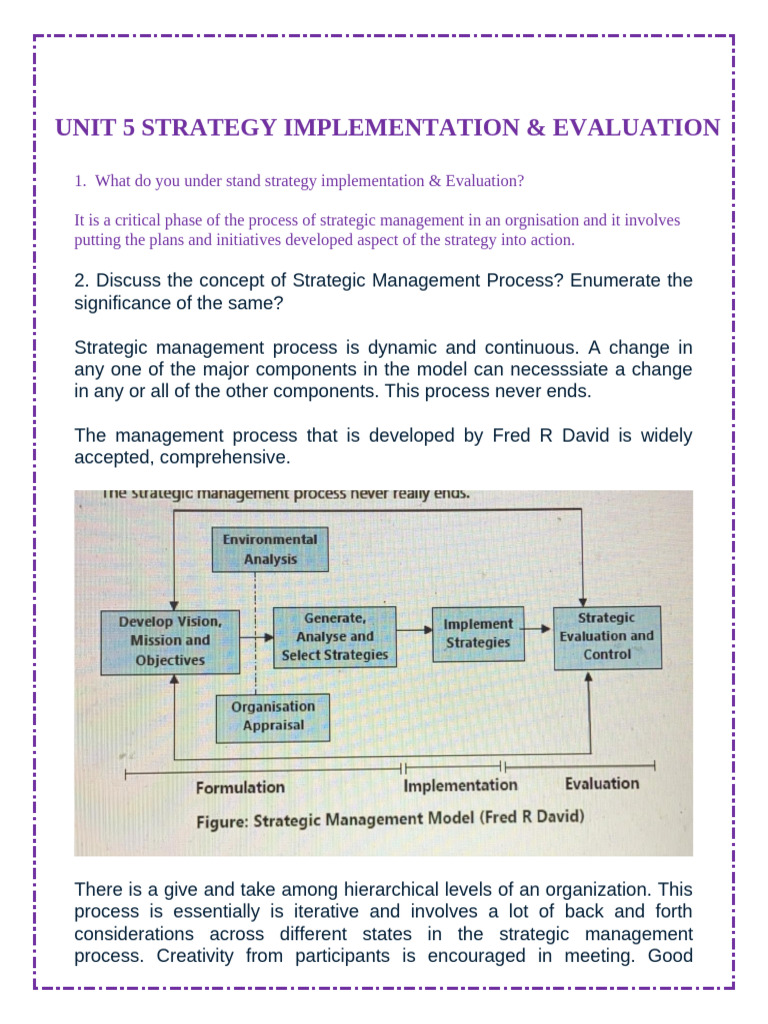 Strategy Implementation & Evaluation Guide | PDF | Strategic Management ...