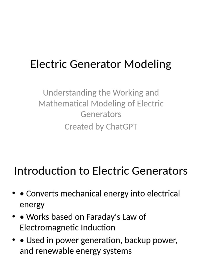 Electric Generator Modeling Guide | PDF