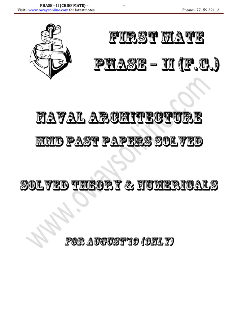 Naval Architecture Solved Past Papers Phase 2 Chief Mate Aug19 | PDF ...