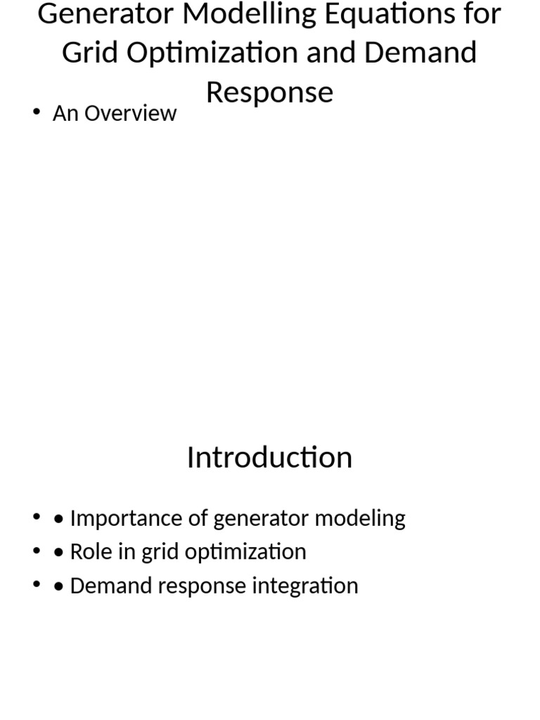 Generator Modelling Grid Optimization | PDF