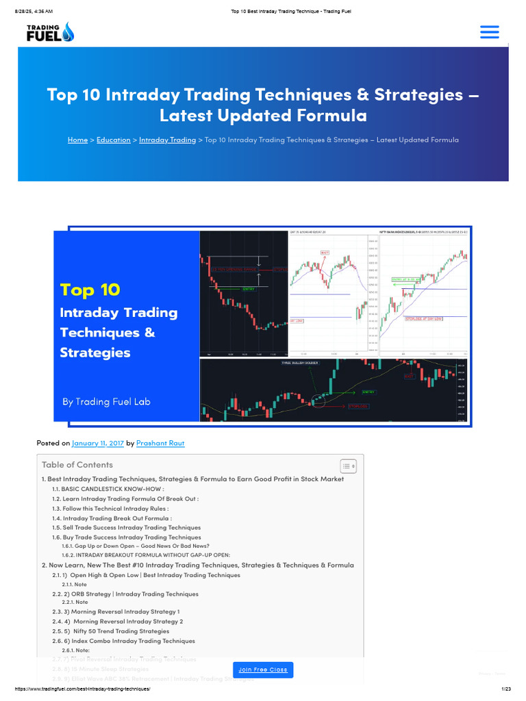Top 10 Intraday Trading Strategies | PDF | Day Trading | Technical Analysis