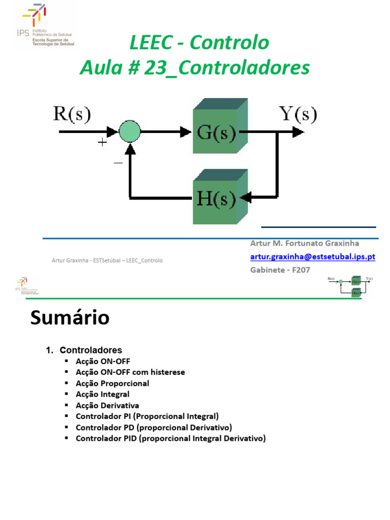 Tipos de Controladores em Sistemas de Controlo | PDF