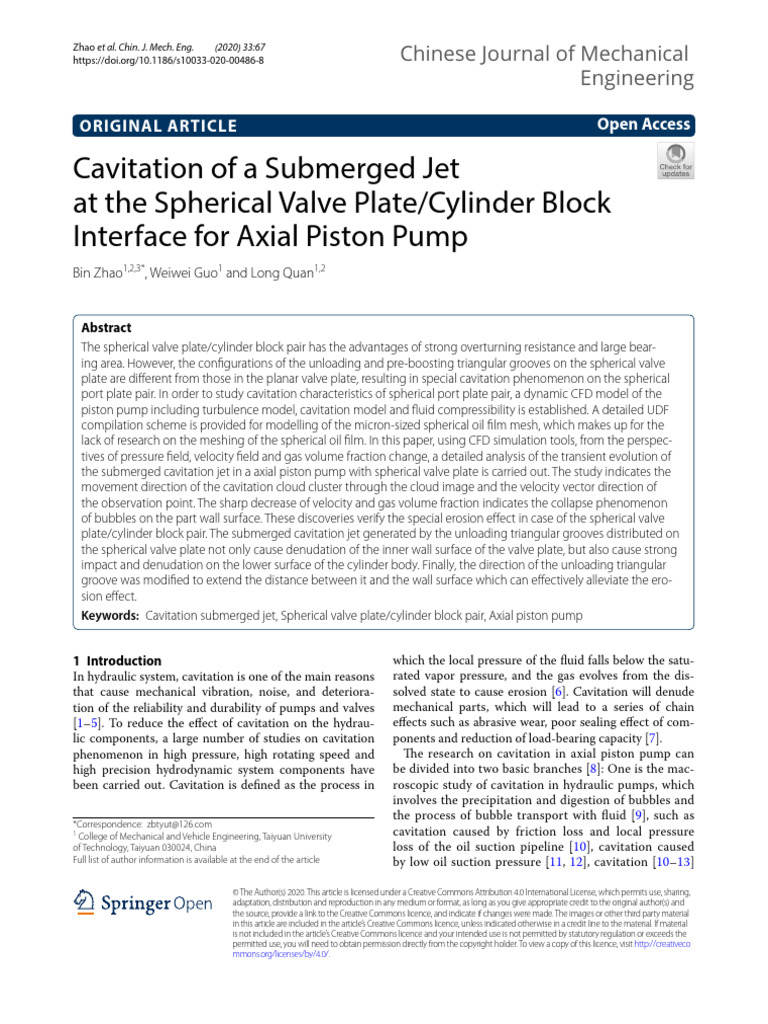 Cavitation of a Submerged Jet at the Spherical Val (1) | PDF | Pump ...