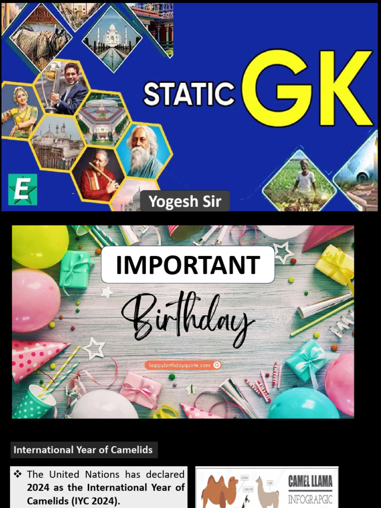 Complete Static GK Notes (By Yogesh Sir) | PDF | Tuberculosis | Atomic ...
