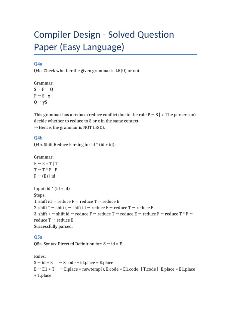 LR(0) Grammar Analysis and Parsing Techniques | PDF