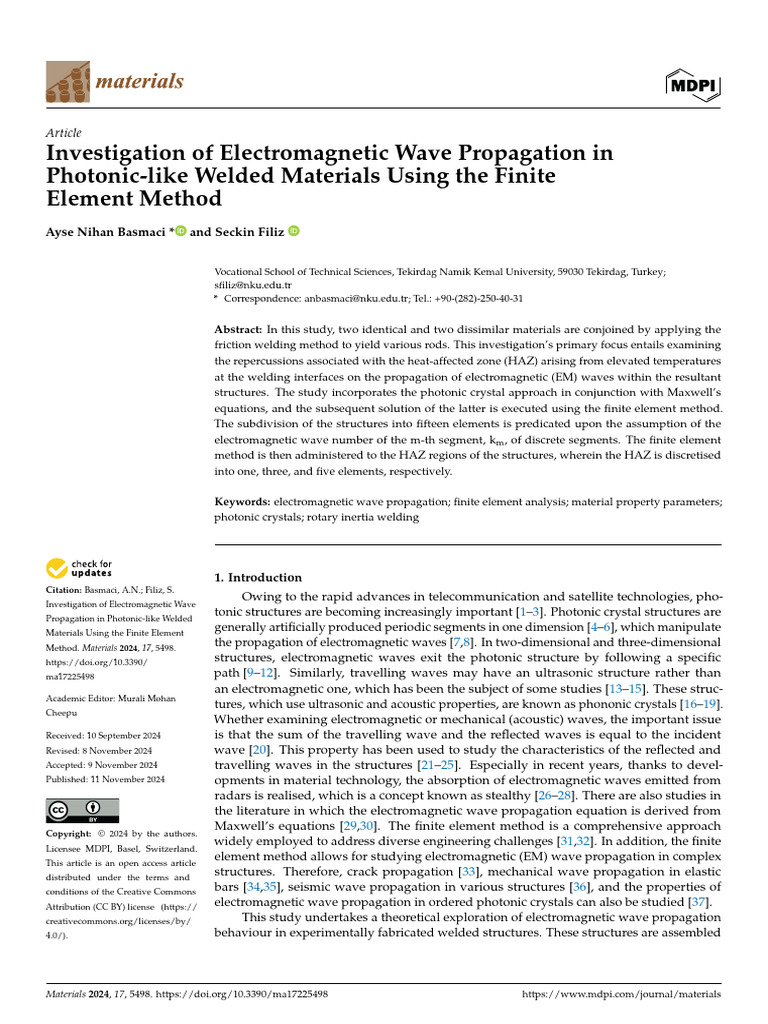 EM Wave Propagation in Welded Materials | PDF | Waves | Construction