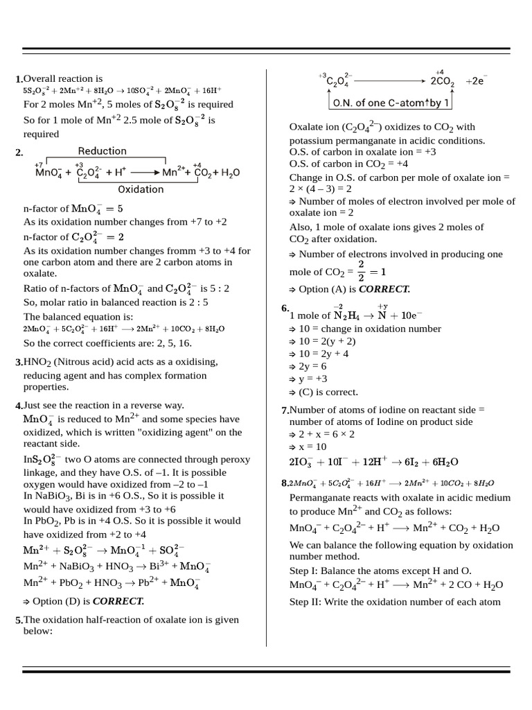 Redox Reactions and Balancing Equations | PDF | Redox | Chemical Reactions