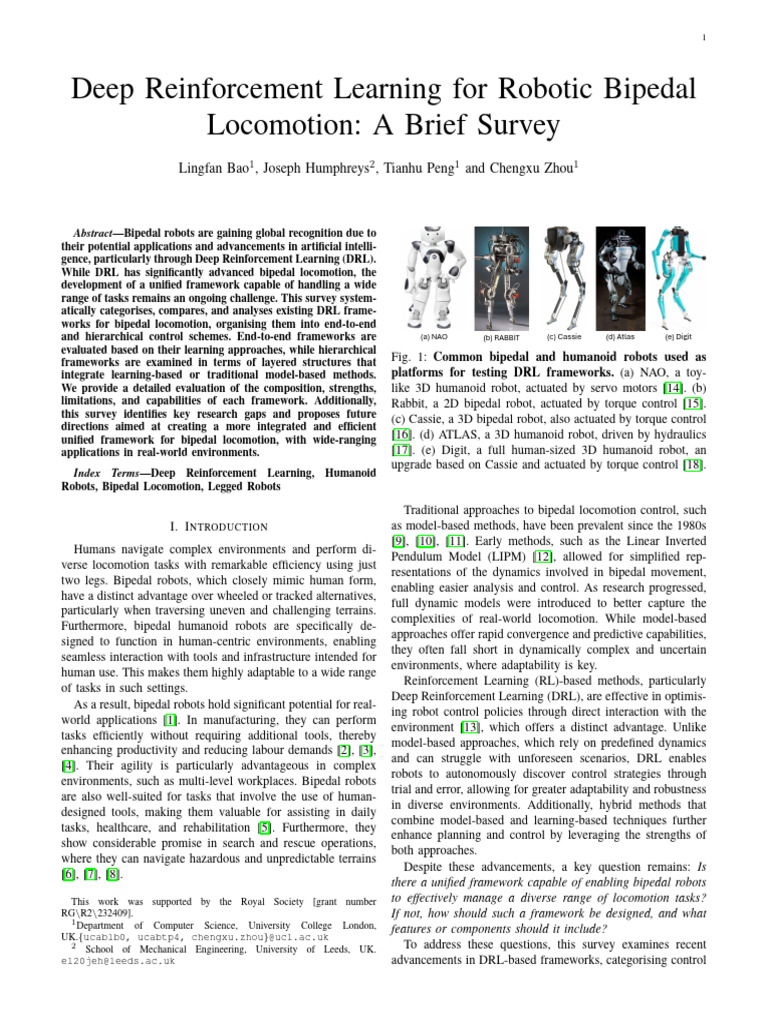 Deep Reinforcement Learning in Bipedal Robots | PDF | Robotics | Walking