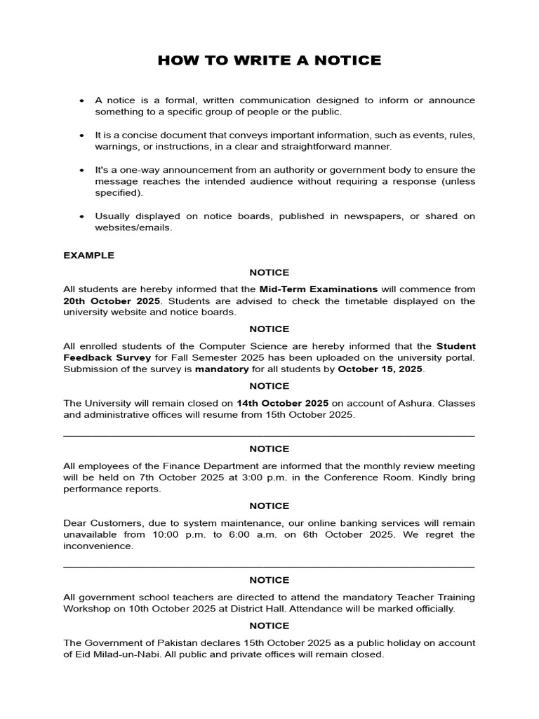 Guide to Writing Effective Notices | PDF | Government