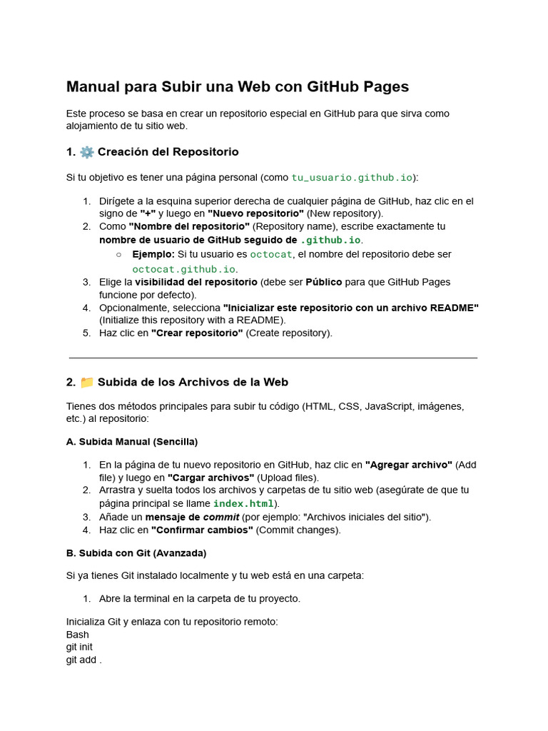 Cómo Publicar Web en GitHub Pages | PDF | Red mundial | Internet y web