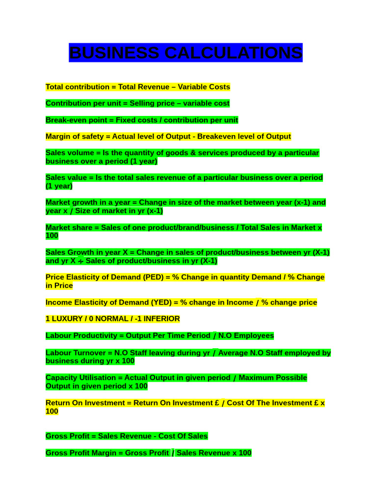 Business Calculations | PDF