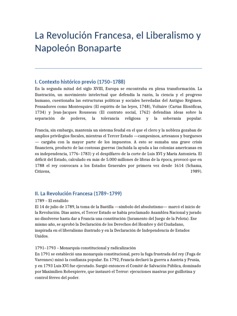 Historia Revolucion Francesa Completo | PDF | Napoleón | Primer imperio ...