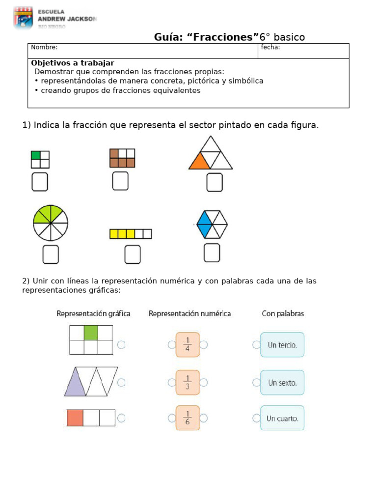 Guía de Fracciones para 6° Básico | PDF